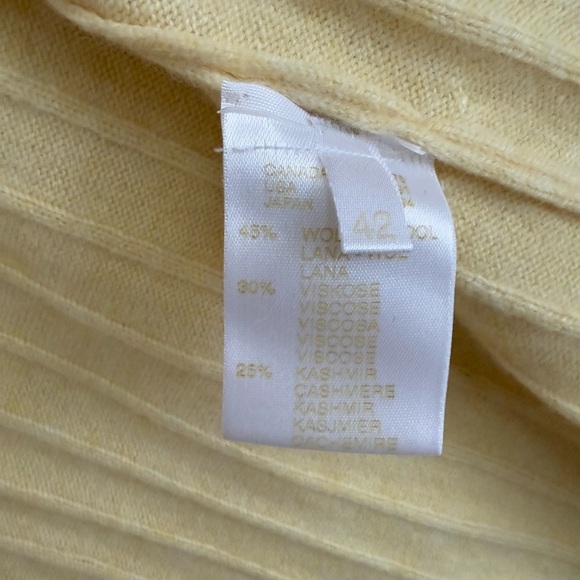 VTG ESCADA Turtleneck Tank & Cardigan Set Yellow Rib Knit Italy 12 Cashmere EUC - Picture 9 of 14